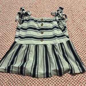 Justify Black & White Striped Tie-Shoulder Tank Top